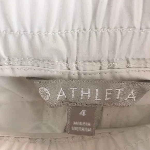 Athleta Bali Striped Cropped Linen Pants White Black Size 4 - Picture 4 of 4